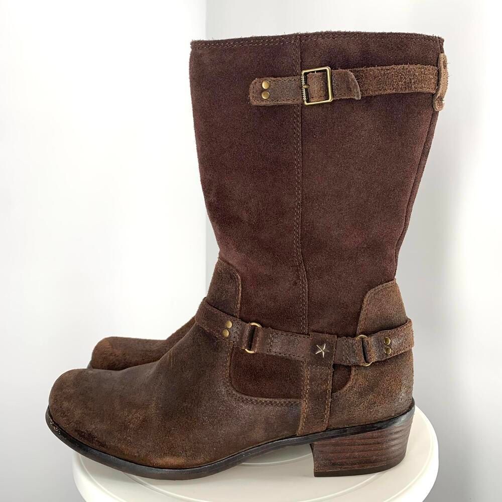 UGG brown suede heeled riding boots sz 6 womens
